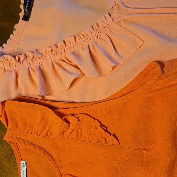 Orange and Light Orange Ruffle Sleeveless Tops - Picture 4 of 7